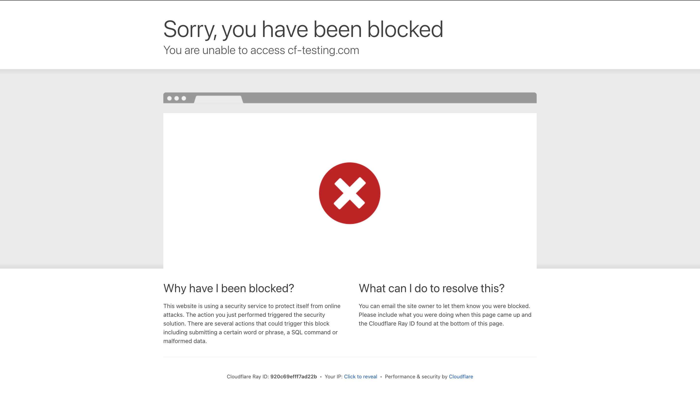 Demo: Cloudflare-branded Block page